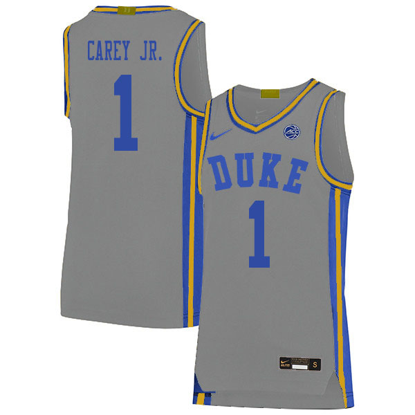 2020 Men #1 Vernon Carey Jr. Duke Blue Devils College Basketball Jerseys Sale-Gray